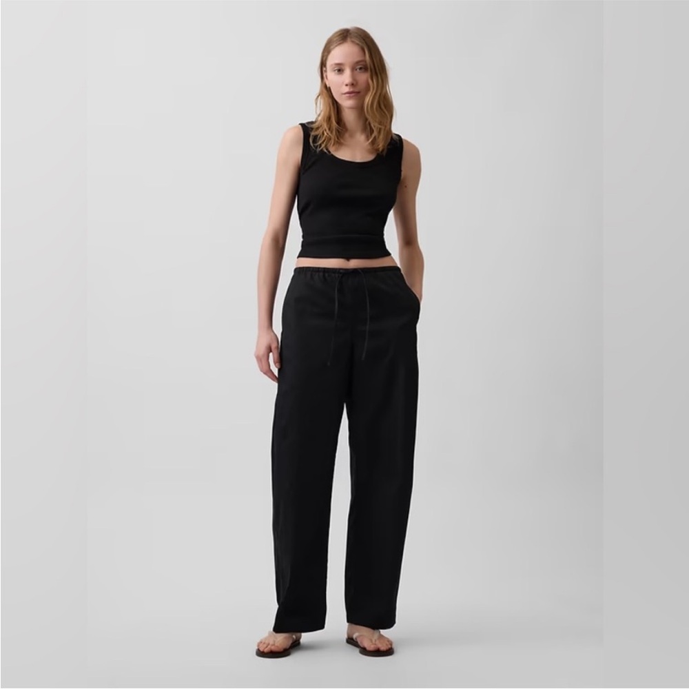 NEW! GAP Black Poplin Easy Barrel Pants - 🩷 896423 - Medium Tall